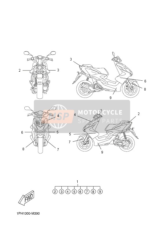 Yamaha NS50 AEROX 2014 Graphique & Emblème pour un 2014 Yamaha NS50 AEROX